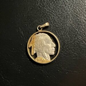 Unique pendant buffalo nickel one of a kind vintage real made for grandma 🌟